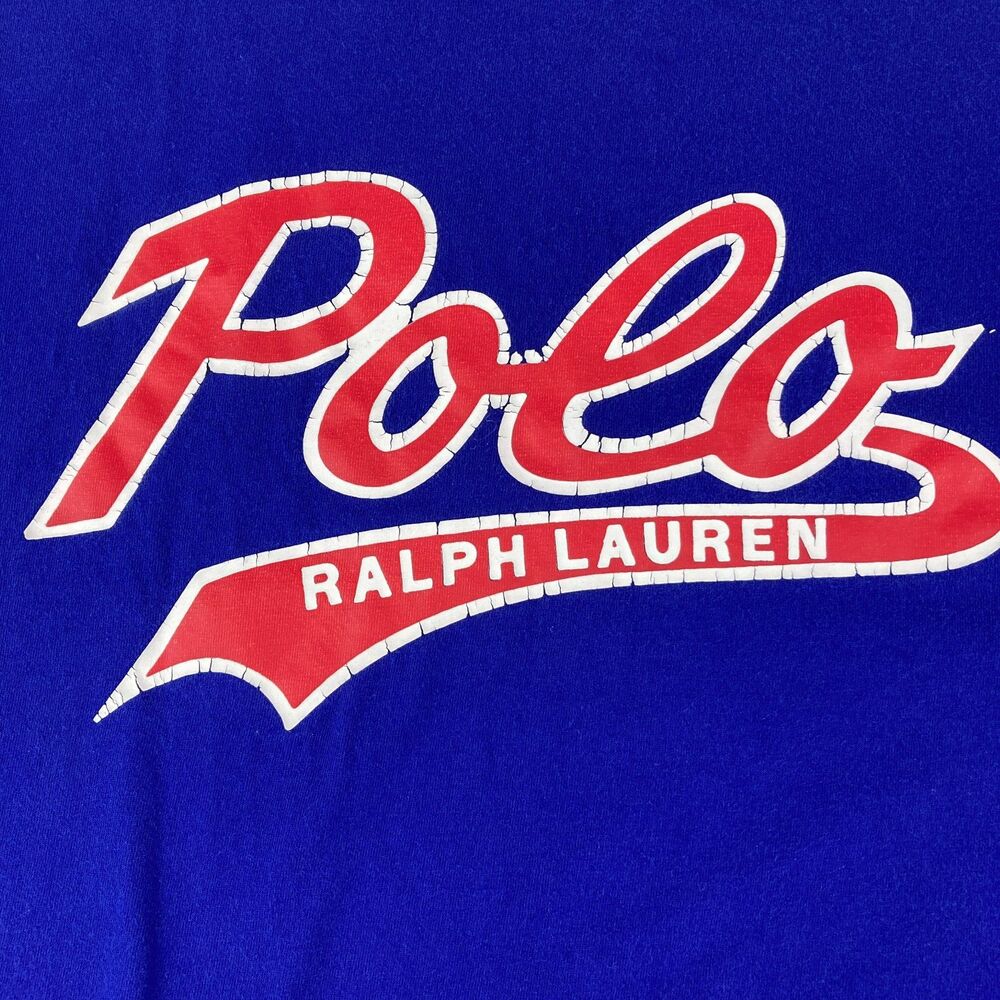Polo Ralph Lauren T Shirt Men's 4XLT Blue Red Script Logo Big Tall Cotton